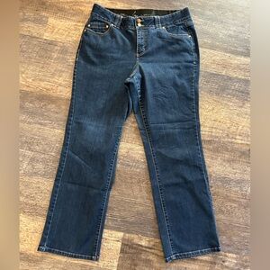 Lane Bryant Straight Leg Jeans Size 16 Avg Dark Wash Elastic Waist Tummy Control